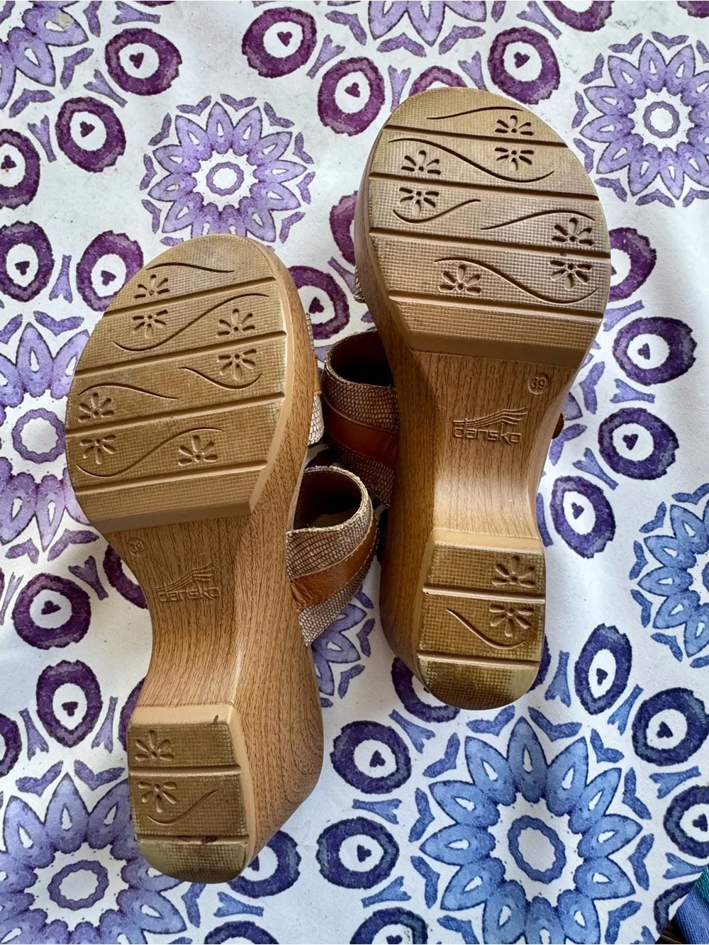 Dansko Jessie Tan Double-Strap Slide Sandals with Buckle Detail